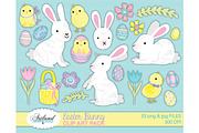 Easter Bunny Chick Egg Clipart Pack