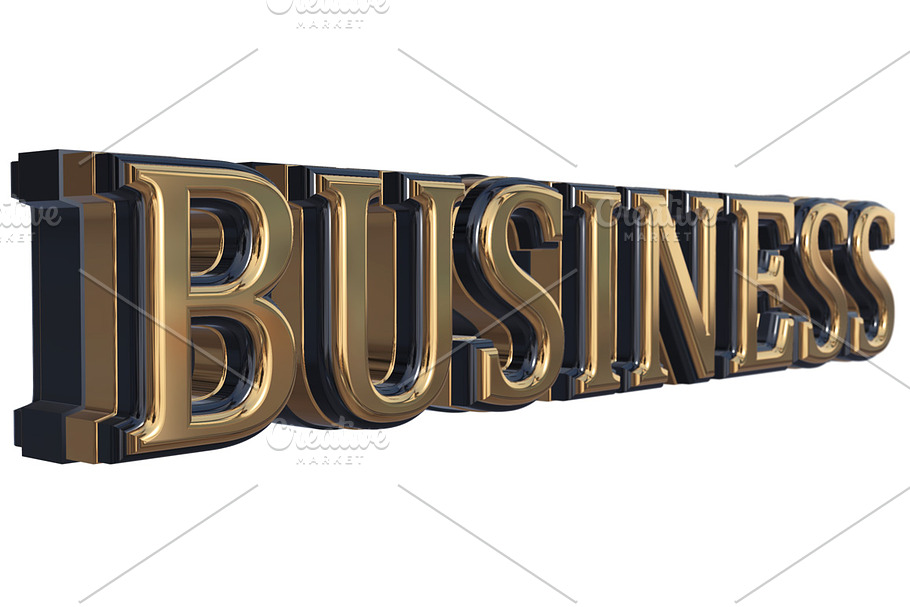 Golden Business 3D Text Isolated
