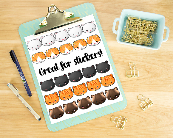 Kawaii Cats Clipart in Illustrations - product preview 2