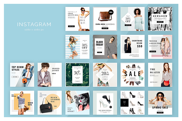 Fashion Social Media Pack in Instagram Templates - product preview 2