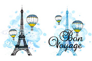 Eiffel Tower and air balloons