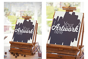 Easel With Canvas Mockup