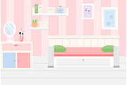 Pink room interior white furniture