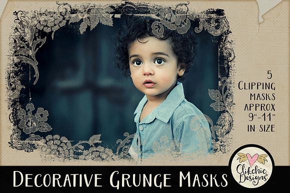 Decorative Grunge Photoshop Masks in Photoshop Shapes - product preview 3