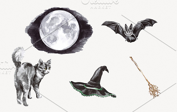 Watercolor Halloween clipart in Illustrations - product preview 1