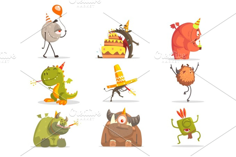Monsters On Birthday Party In Funny Situations. in Textures - product preview 8