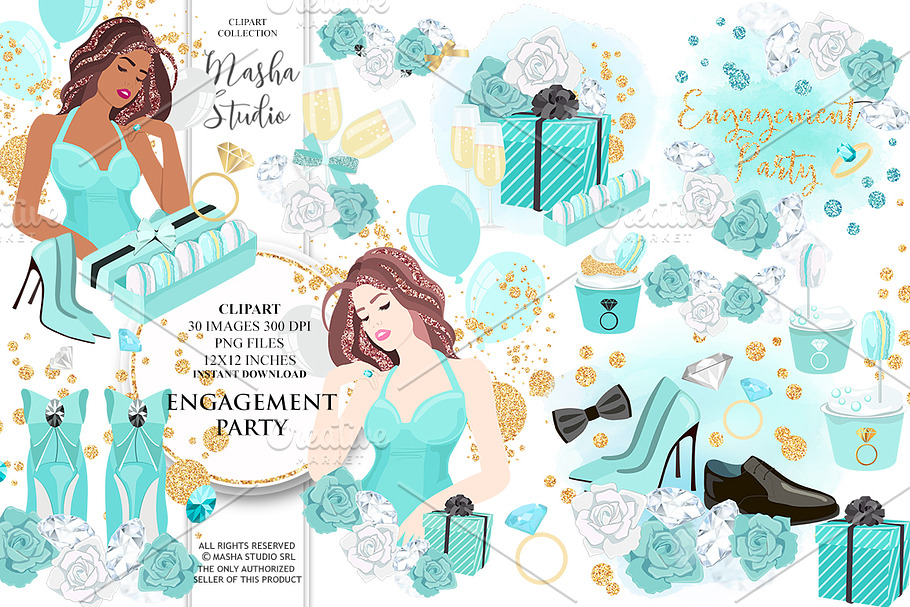 ENGAGEMENT PARTY clipart in Illustrations - product preview 8
