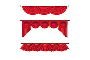 Wide Red Drapes and Lambrequins Vector Set