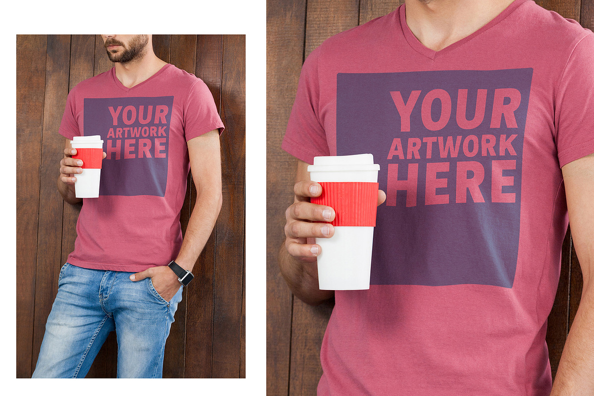 Man With Graphic T-Shirt Mockup in Templates - product preview 8