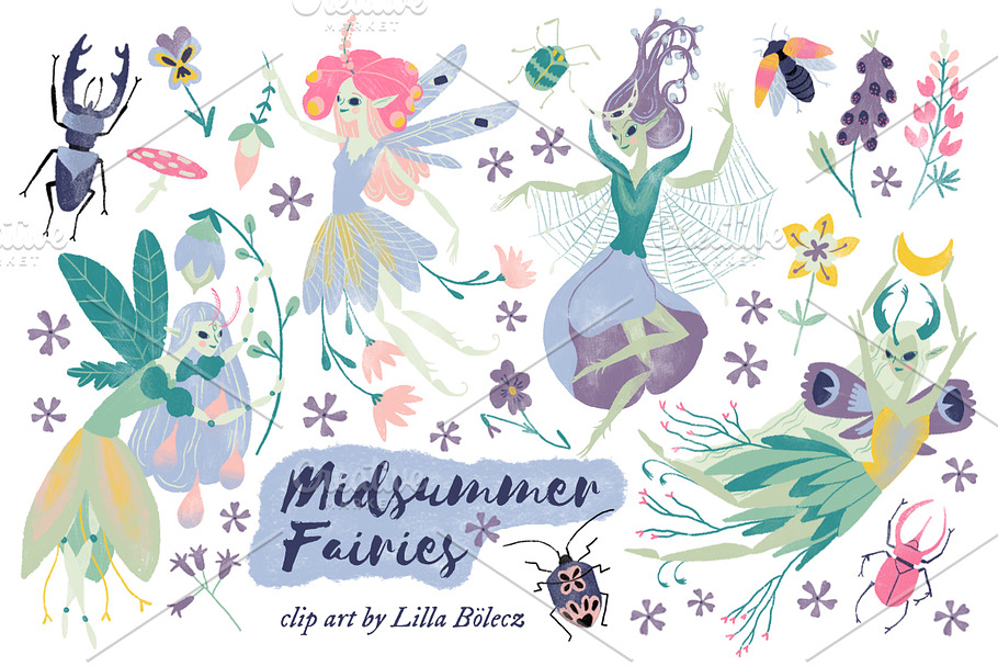 Midsummer Fairies PNG Clip Art