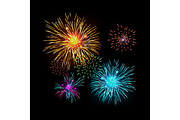 Colorful fireworks isolated on the dark background.