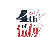 4th of July. USA Independence Day. 4th of July typography illustration. Vintage design