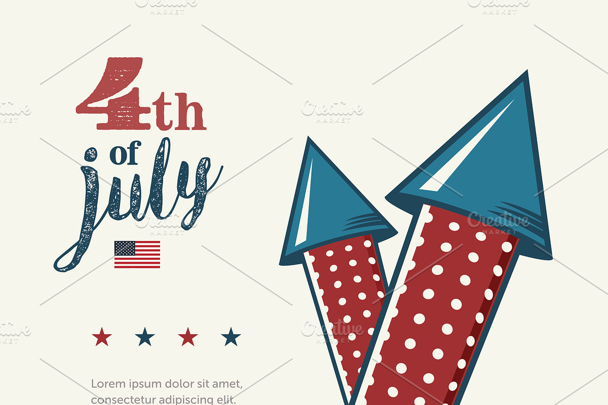 4th of July poster. Grunge retro metal sign with fireworks. Independence day. Celebration flyer. Vintage mockup. Old fashioned design. in Objects - product preview 8