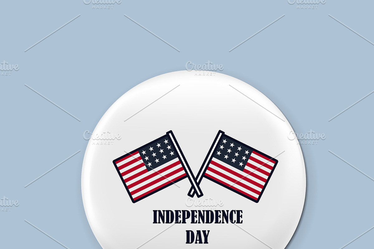 Steel round badge set. Patriotic brooch. 4th of july. Independence Day of America. Realistic mockup. in Objects - product preview 8