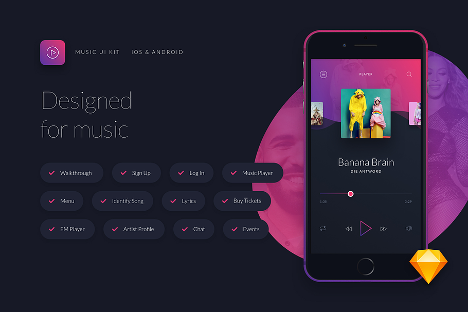 Music UI/UX Mobile App Kit