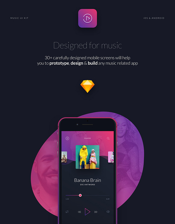 Music UI/UX Mobile App Kit in UI Kits and Libraries - product preview 1