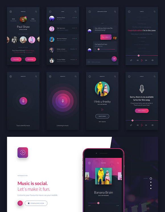 Music UI/UX Mobile App Kit in UI Kits and Libraries - product preview 9