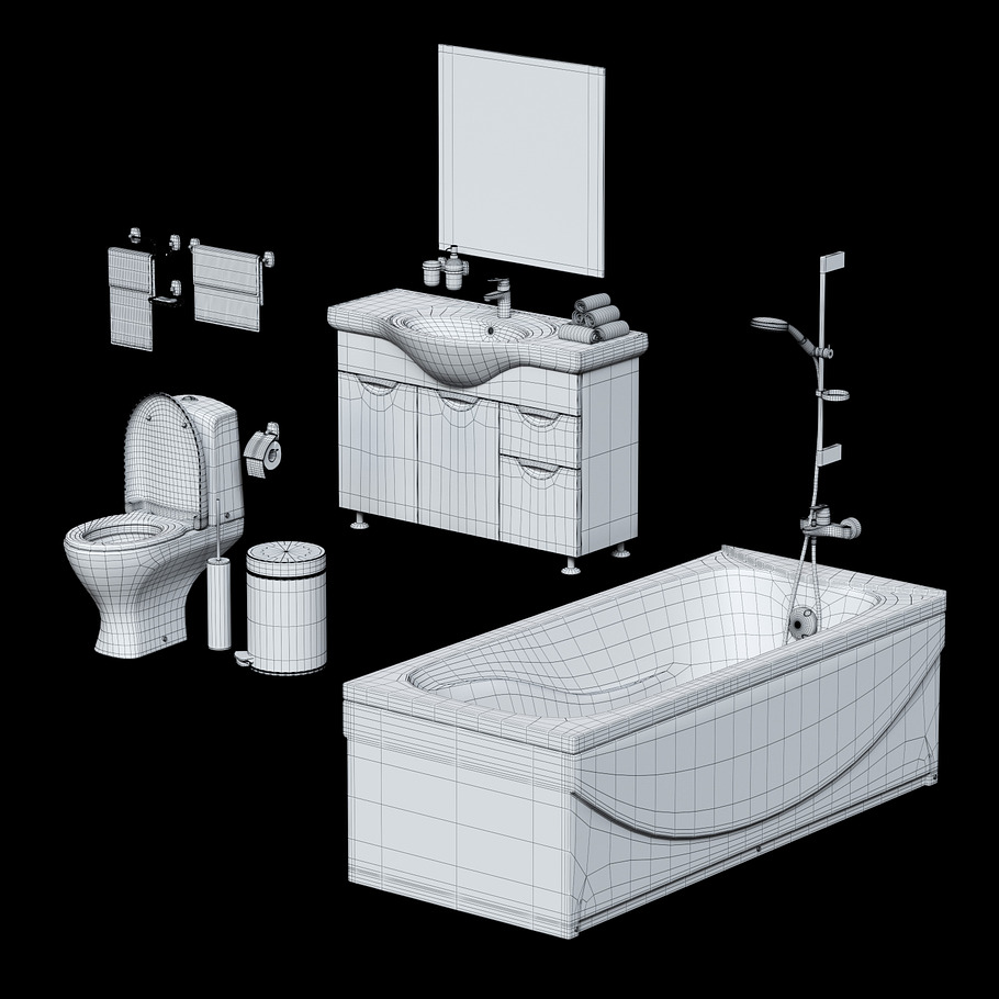 Large set for bathrooms in Furniture - product preview 7