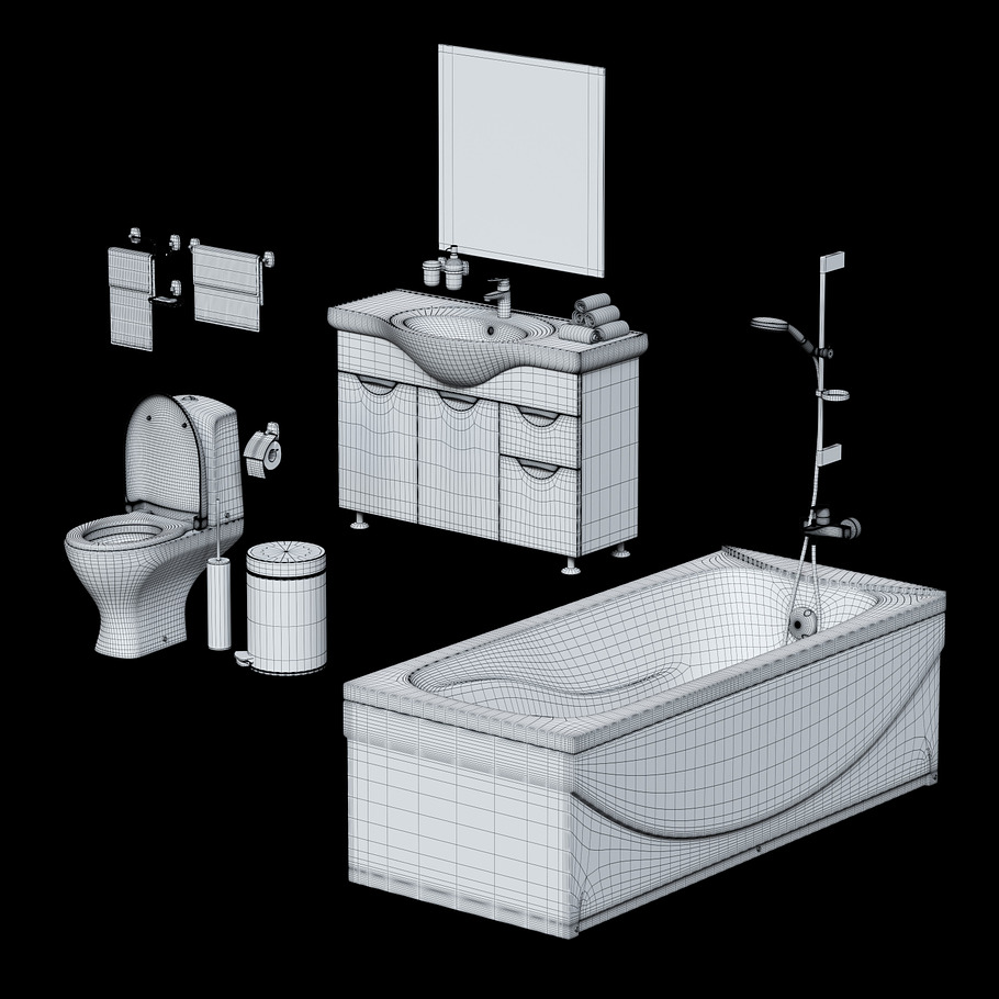 Large set for bathrooms in Furniture - product preview 9