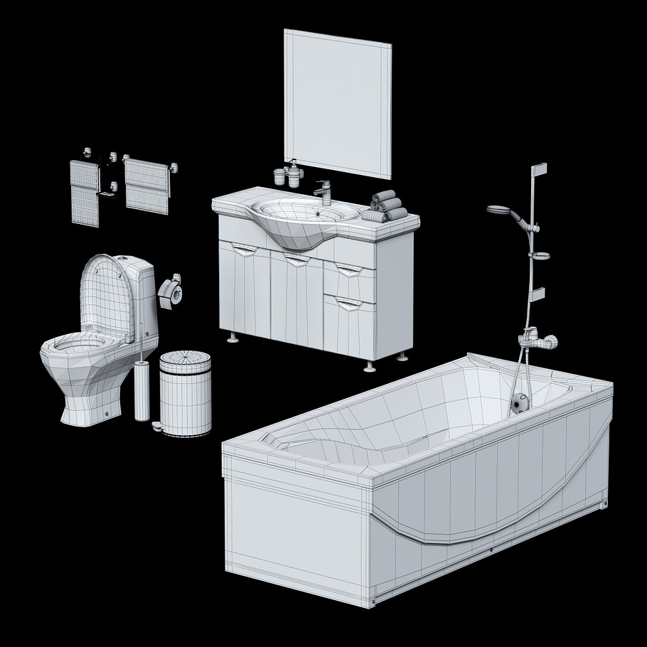 Large set for bathrooms in Furniture - product preview 10