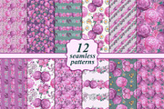 Set of 12 seamless floral patterns