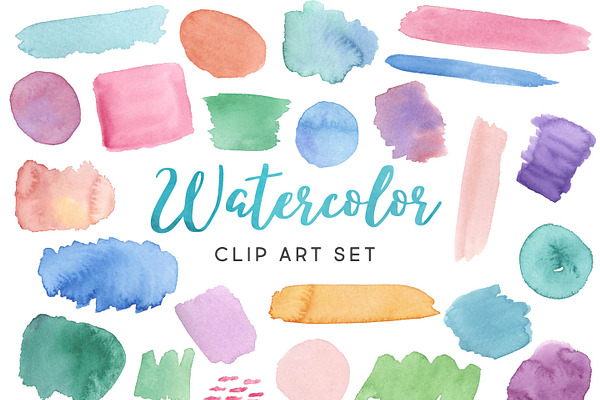 Watercolor Swash Clip Art Set