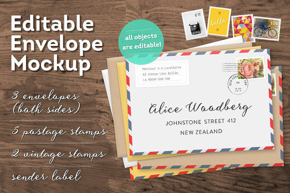 Editable Envelope Mockup in Print Mockups - product preview 2