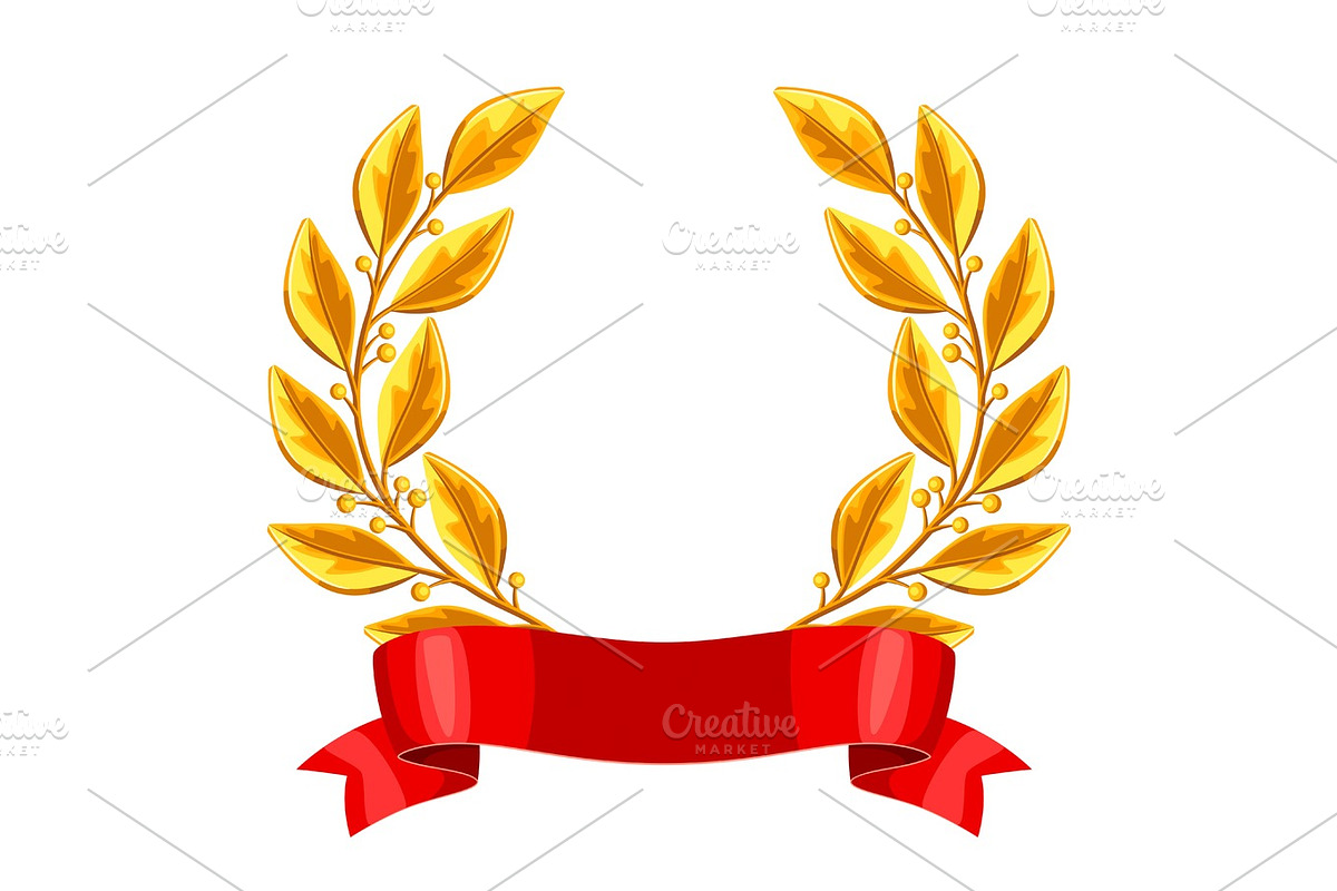 Realistic gold laurel wreath. in Objects - product preview 8