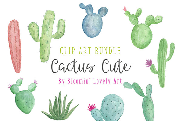 Watercolor Cactus Clip Art