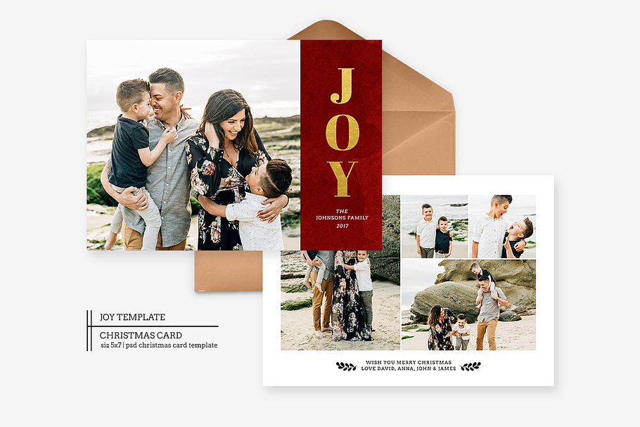 JOY Family Christmas Card in Card Templates - product preview 8