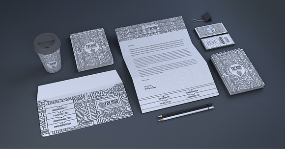 Techno Business Branding Identity in Branding Mockups - product preview 1
