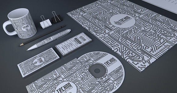 Techno Business Branding Identity in Branding Mockups - product preview 8