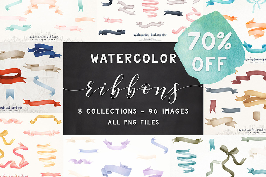 70% OFF Watercolor Ribbons Bundle