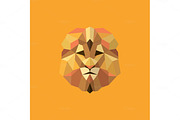 Lion golden orange mane low poly style of modern design vector illustration