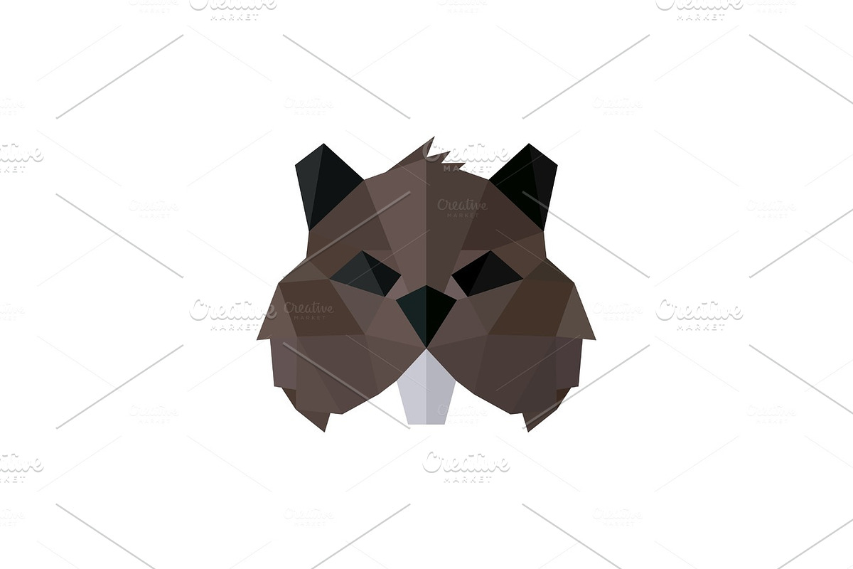 Rodent polygon logos low poly style illustration brown toothy animal faces in Illustrations - product preview 8
