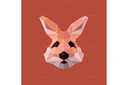 Rabbit Easter polygons in shades pink illustration logos for design modern style low poly