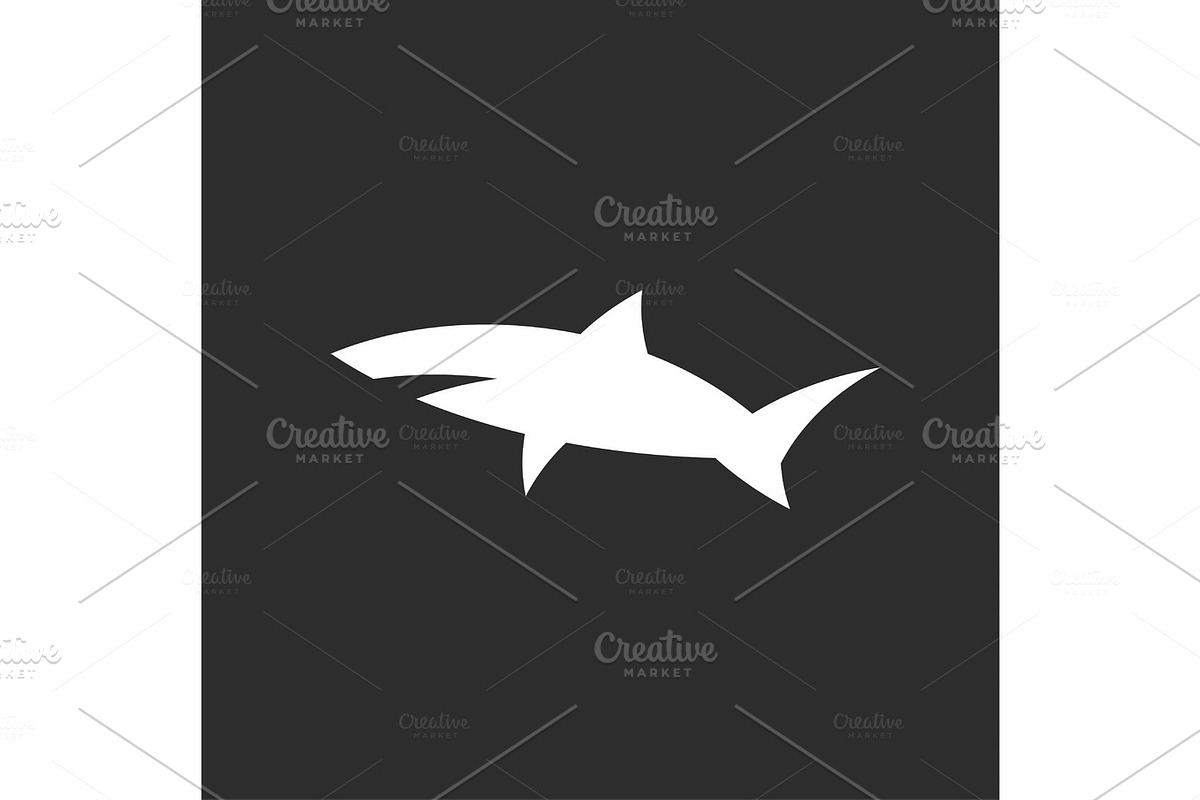Shark icon logo monochrome style in Illustrations - product preview 8