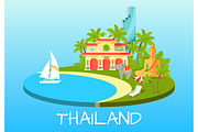 Thailand Touristic Concept with National Symbols