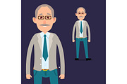 Old Male Character with Mustache Illustration