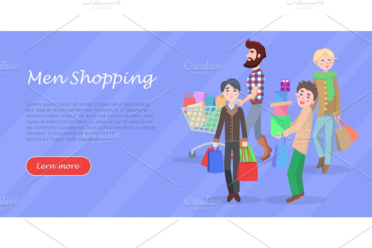 Men Shopping Conceptual Flat Vector Web Banner in Illustrations - product preview 8