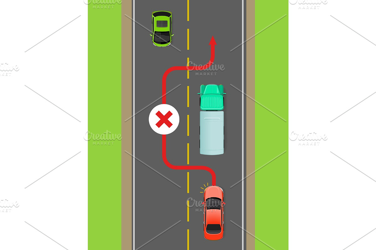 Lorry Overtaking Ban Flat Vector Diagram in Illustrations - product preview 8