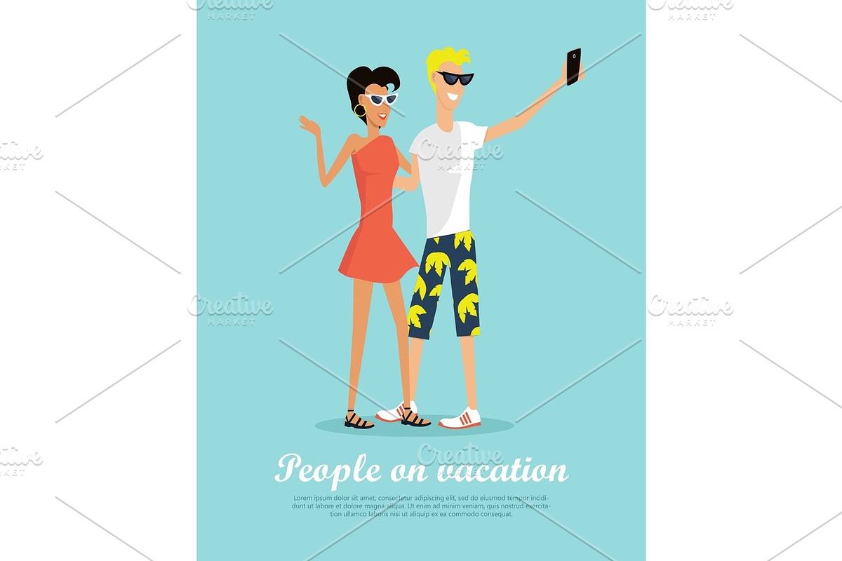 People on Vacation Making Selfie on Smartphone in Illustrations - product preview 8