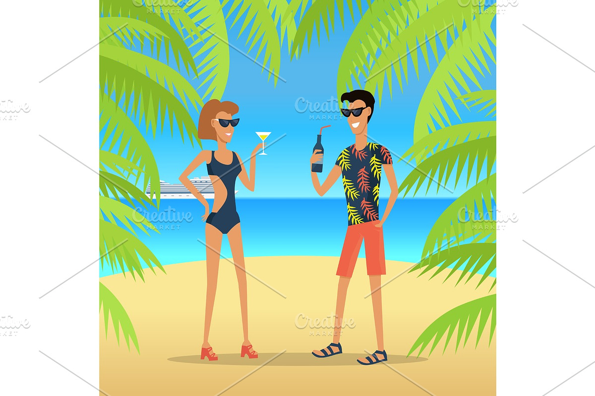 People on Vacation Vector Concept in Flat Design   in Illustrations - product preview 8