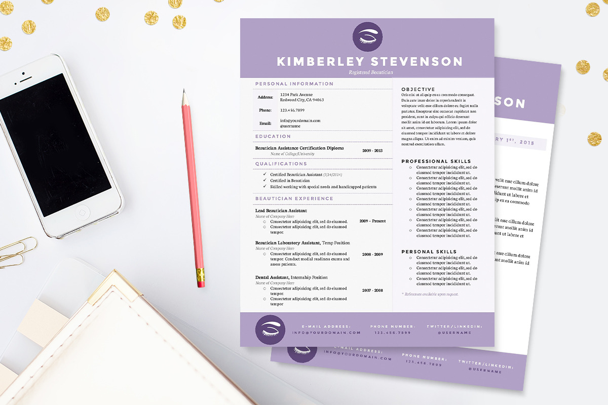 Crisp Purple Resume Template Package in Resume Templates - product preview 8