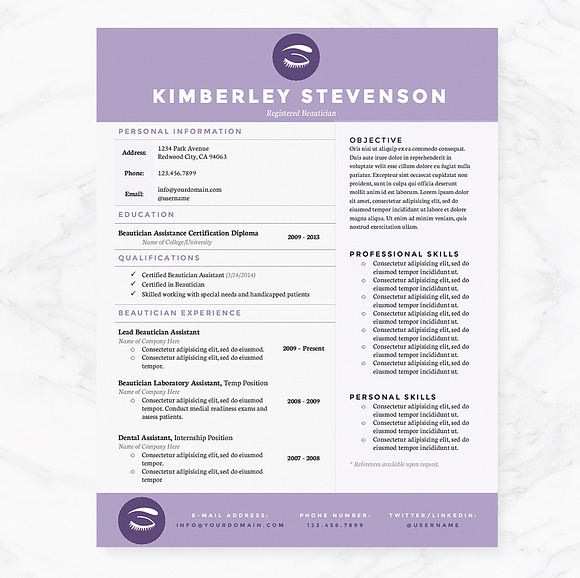 Crisp Purple Resume Template Package in Resume Templates - product preview 2