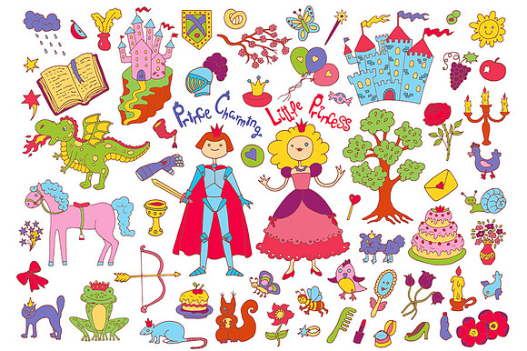 Colorful prince and princess concept in Illustrations - product preview 1