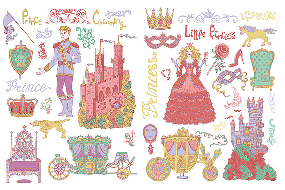 Colorful prince and princess concept in Illustrations - product preview 2