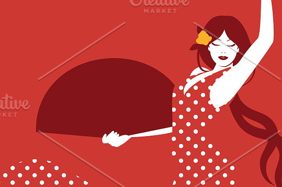 6 Spanish flamenco dancers in Illustrations - product preview 5