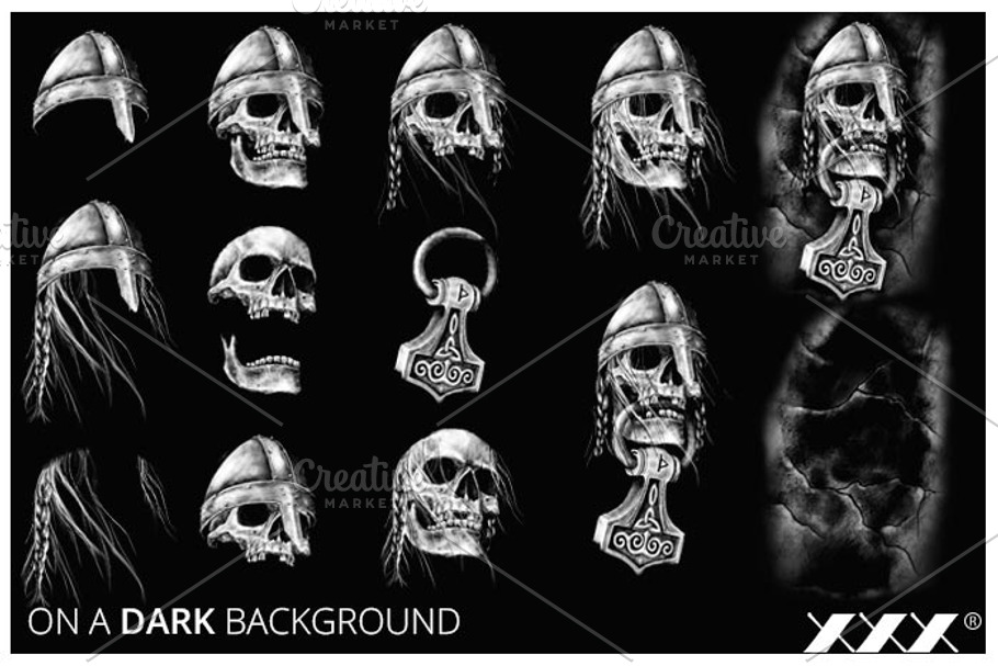 Viking skull celtic pack T-shirt  in Illustrations - product preview 8