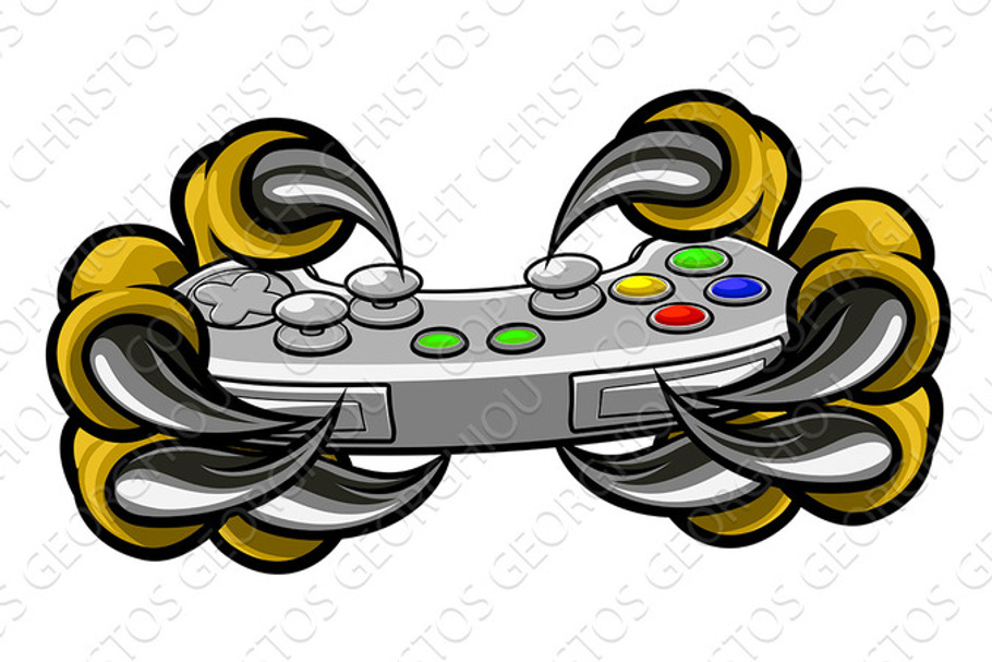 Monster Gamer Claws Holding Games Controller in Illustrations - product preview 8